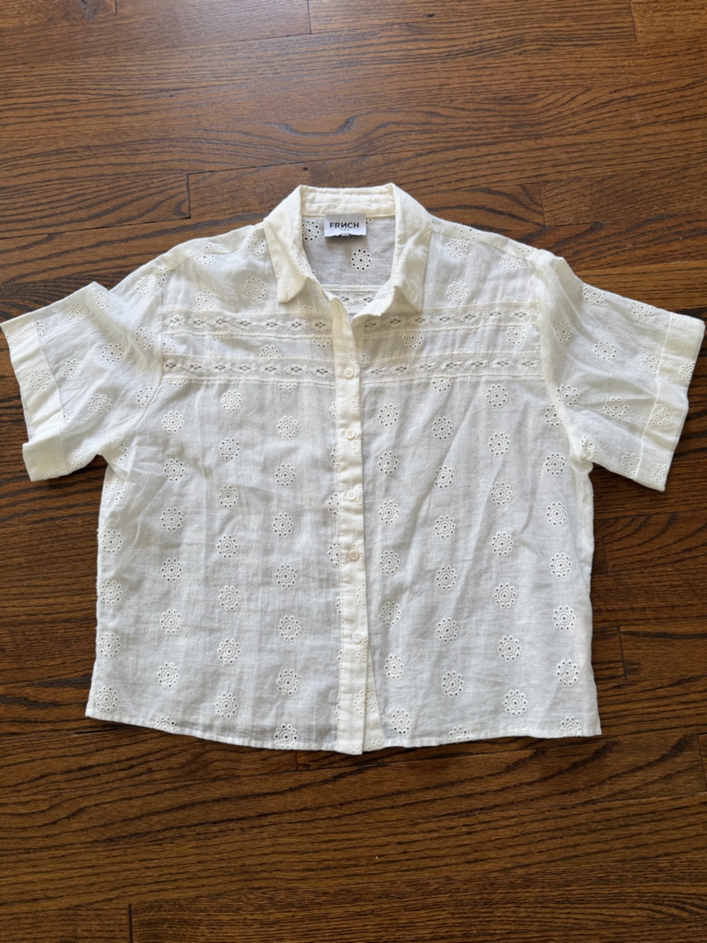 FRNCH eyelet/lace cotton blouse